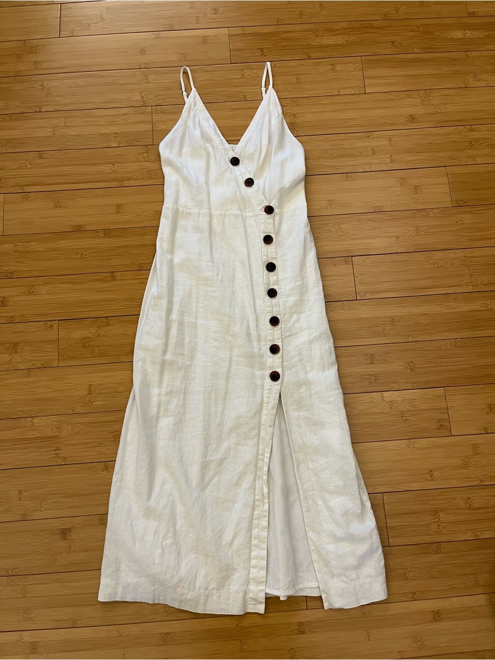 Urban Outfitters Spaghetti-Strap White Button-Front Maxi Dress